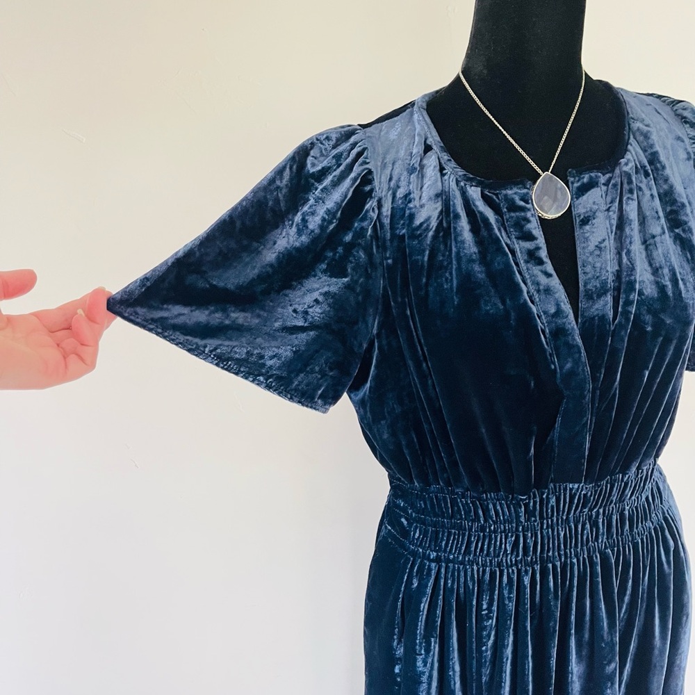 Anthropologie The Somerset Maxi Dress Velvet Edition Navy - Picture 5 of 15
